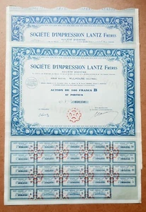 Dépt 68 - Mulhouse - Lot de 2 - Bel Encadrement Lantz Frères Imprimerie de 1929 - Picture 1 of 1