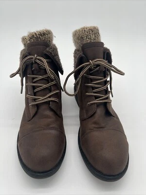 Cliffs by White Mountain Winter Boots Size 10M Lace Up Faux Suede Knit Trim - Image 1 of 4