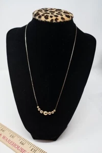 Gold graduated beads necklace triangle block link chain - Picture 1 of 4