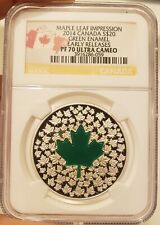 2013 Canada Silver $20 Maple Leaf Impression Green Enamel NGC PF 70 UC