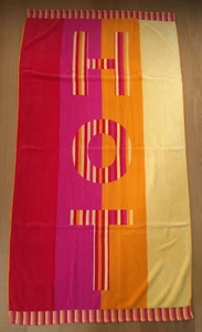 VINTAGE RETRO CHRISTY 100% COTTON BATH BEACH TOWEL ORANGE PINK HOT LOGO BN - Picture 1 of 11