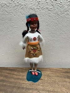 Vintage CARLSON ~ Native American Indian ~ 8.5" Female Girl Doll Figure w/stand - Picture 1 of 6