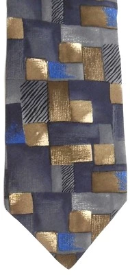 Barrington Men's Silk Tie 57.5" X 4" Multi-Color Abstract Geometric - Image 1 of 3