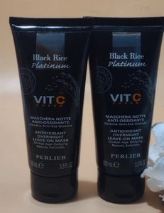 2~Perlier Black Rice Platinum ViTC Maschera Notte Anti-ossidante 3.3 oz New  - Picture 1 of 11
