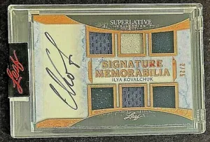2021 LEAF SUPERLATIVE memorabilia auto ILYA KOVALCHUK 6 jerseys AUTOGRAPH /25 - Picture 1 of 3