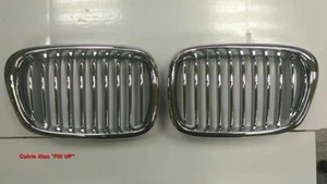 MIT CHROMED FRONT & SILVER REAR FRONT KIDNEY GRILLE BMW E39 5 SERIES 1995-2003 - Bild 1 von 7
