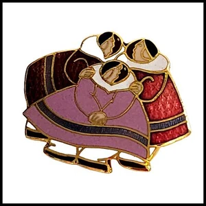 Vintage Barbara Lavallee Alaskan Cloisonne drei Frauen Brosche Anstecknadel Emaille - Bild 1 von 12