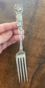One Alvin Bridal Rose Sterling Silver Fork 6 3/4" Floral Antique NO MONOGRAM - Picture 1 of 10
