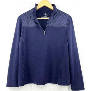 Pullover Talbots 1/4 Cremallera Para Mujer Pequeño Azul Marino Acolchado Mezcla de Algodón Pima - Imagen 1 de 6