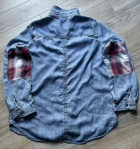 Gap Kids x Pendleton Shirt XXL Soft Chambray Plaid Elbow Cowboy Western Country - Picture 1 of 11