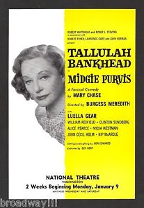 Tallulah Bankhead "MIDGIE PURVIS" Pia Zadora (Debut) 1961 FLOP Tryout Flyer