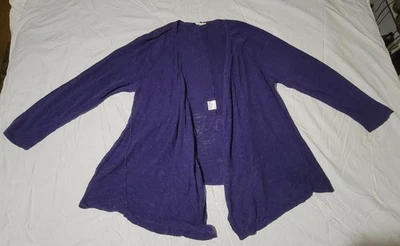 Suéter tejido claro abierto frontal más largo XXXL 3XL defecto EILEEN FISHER PURPLE para mujer Foto 1 de 4