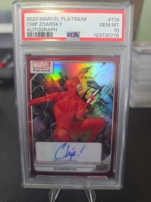 2023 Marvel Platinum Daredevil Creator Auto Red Rainbow Chip Zdarsky PSA 10 - Image 1 of 4