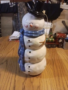 "Jarro de galletas Janet Wecker Frisch Hilltop muñeco de nieve grande 16"" certificado internacional" - Imagen 1 de 13