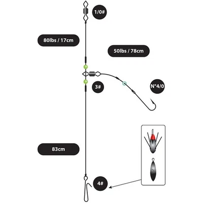Greys Shore Clipped Roughground Rig 1 Hook Size 4/0 - Image 1 of 2