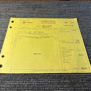 De colección 1958 Buick Auto Concesionario Recibo de Ventas Factura de Concesionario de Automóviles - Imagen 1 de 2