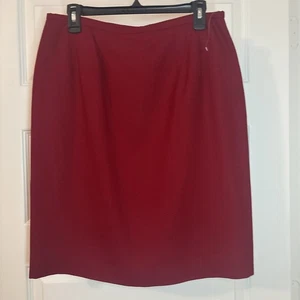 VTG 100% Pure New Wool Red Pencil Skirt SZ 12 Fully Lined Classic Work Wear 90s - Picture 1 of 13