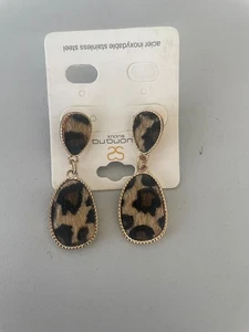 Ohrringe Damen Leopardenmuster Gold mit Felloptik - Bild 1 von 2