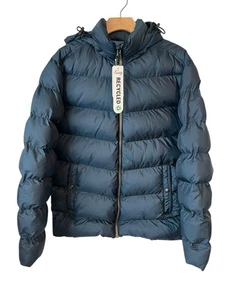 32 Degrees Heat Puffer Jacket Mens Small Dark Blue Hooded Full Zip Cloudfill NWT - Picture 1 of 11