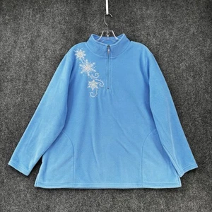 Quacker Factory Blue Fleece Let It Snow 1/4 Zip Jacket Women’s Large - Picture 1 of 14