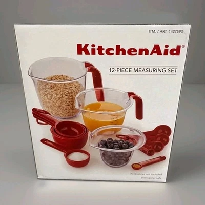 KitchenAid 12-piece Measuring Set, Red & Clear, for Wet & Dry Ingredients, NIB - Image 1 of 4