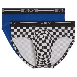 mens Cotton Stretch No Show Underwear Multipack Briefs, Lapis Blue/Check/Blac... - Picture 1 of 2