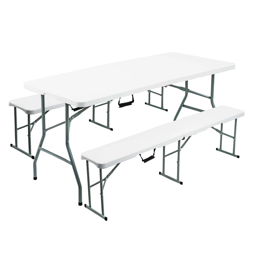 6FT CATERING CAMPING HEAVY DUTY FOLDING TRESTLE TABLE PICNIC BBQ PARTY BENCH - Image 1 of 1