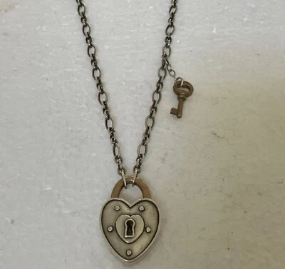 Collar James Avery Retred Plata y Bronce Corazón y Llave Dije 30" Foto 1 de 4