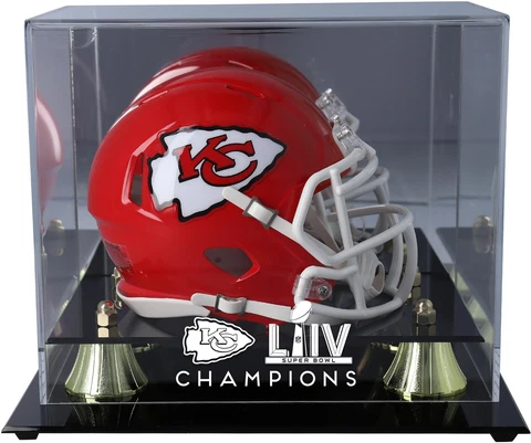 Kansas City Chiefs Super Bowl LIV Champs Golden Classic Mini Helmet Display Case Cover