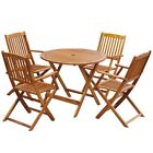 Folding Dining Set For 4 Person Wooden Table Chairs Outdoor Patio Colonial Style