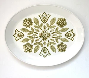 Vintage Johnson Brothers LANCASTER Serving Platter Plate Oval Green Floral 1960s - Picture 1 of 5