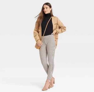 A New Day Pants Womens Size 6 Plaid High Rise Skinny Ankle Side Zip - Picture 1 of 10