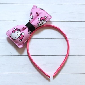 Medium Pink Puffy Handmade Hello Kitty hair bow with clip & headband - HAIR005 - Picture 1 of 4