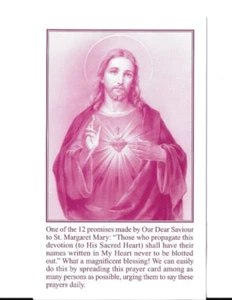  Sacred Heart Of Jesus one of the 12 Promises to St. Margaret Mary Prayer  Card - Picture 1 of 2