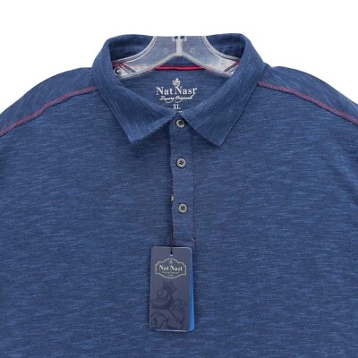 NUEVO CON ETIQUETAS NAT NAST Camisa Polo Original de Lujo Superior Azul Tejido Rojo Stritch Talla XL Foto 1 de 4