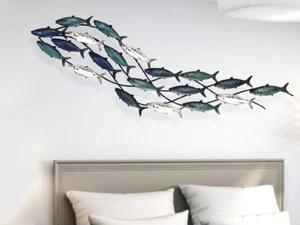 Metal Fish Wall Decor, Coastal Fish Wall Art, Large Nautical Wall Sculpture NEW - Picture 1 of 11