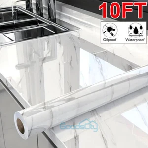 10ft PVC Wallpaper Roll Marble Paper Self Adhesive Peel Stick Kitchen Countertop - Picture 1 of 53