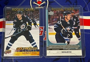 Juego de 2 cartas JACK ROSLOVIC RC 2017-18 Upper Deck Young Guns regular y de lona CANTIDAD - Imagen 1 de 3