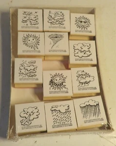 Weather Clouds Sun Tornado Educational Rubber Stamp CM Center Enterprises Sealed - Picture 1 of 10