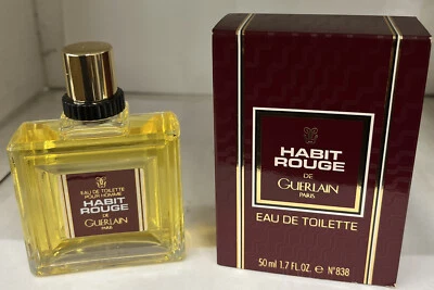 HABIT ROUGE de Guerlain Eau de Toilette Hombres Splash 1.7 OZ 50 ml Fórmula De Colección Foto 1 de 4