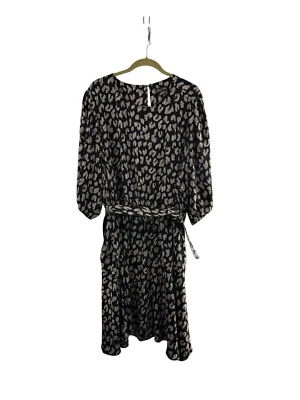 City Chic Black White Abstract Print Dress Waist Tie XXL/22 Animal Print Plus - Image 1 of 4