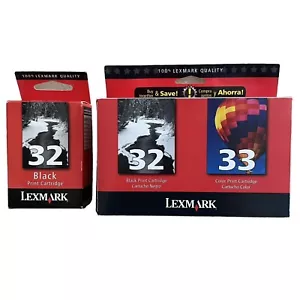 NEW - LEXMARK 33 32 Color and Black Ink Print Cartridge SET Extra Black ! - Picture 1 of 3