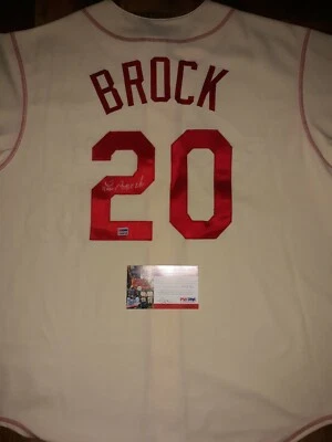 LOU BROCK AUTHENTIC SIGNED ST. LOUIS CARDINALS JERSEY W/PSA DNA COA# 2A26132. - Image 1 of 4