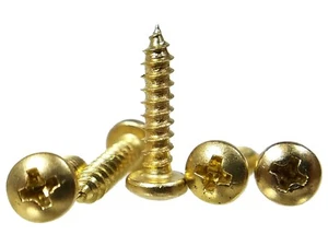 100pc. #4 x 1/2" Brass-Plated Phillips Round-Head Wood Screws - Picture 1 of 2
