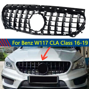 Gloss Black GT-R  Front Grille For Benz CLA Class W117 CLA250 CLA45 AMG 13-16