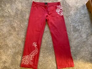 RARE! Lucky Brand Vintage Embroidered Peacock Leg Sweatpants Size L