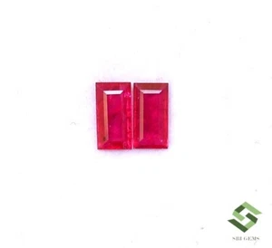 Certified Natural Ruby Baguette Cut Pair 5.75x3 mm 0.63 CTS Loose Gemstones - Foto 1 di 8