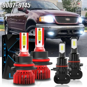 For 1997-2003 Ford F150 6000K Led Headlight Hi/Lo+Fog light bulbs Combo White - Picture 1 of 15