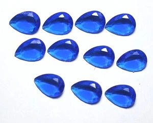 Lotto 10 pezzi orecchini topazio blu creati in laboratorio per fare pera sfaccettata 3x10x14 mm - Foto 1 di 3