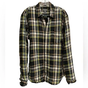 LL Bean Signature Button Up Slim Fit Linen Shirt Men's Size M Plaid Long Sleeves - Picture 1 of 16